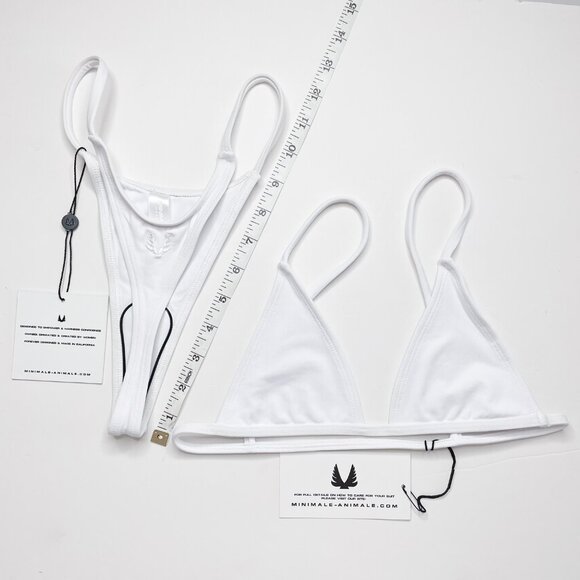 MINIMALE ANIMALE White Bikini Lucid Top (No Tag) & NWT Wall Street S Bottom - Picture 2 of 15